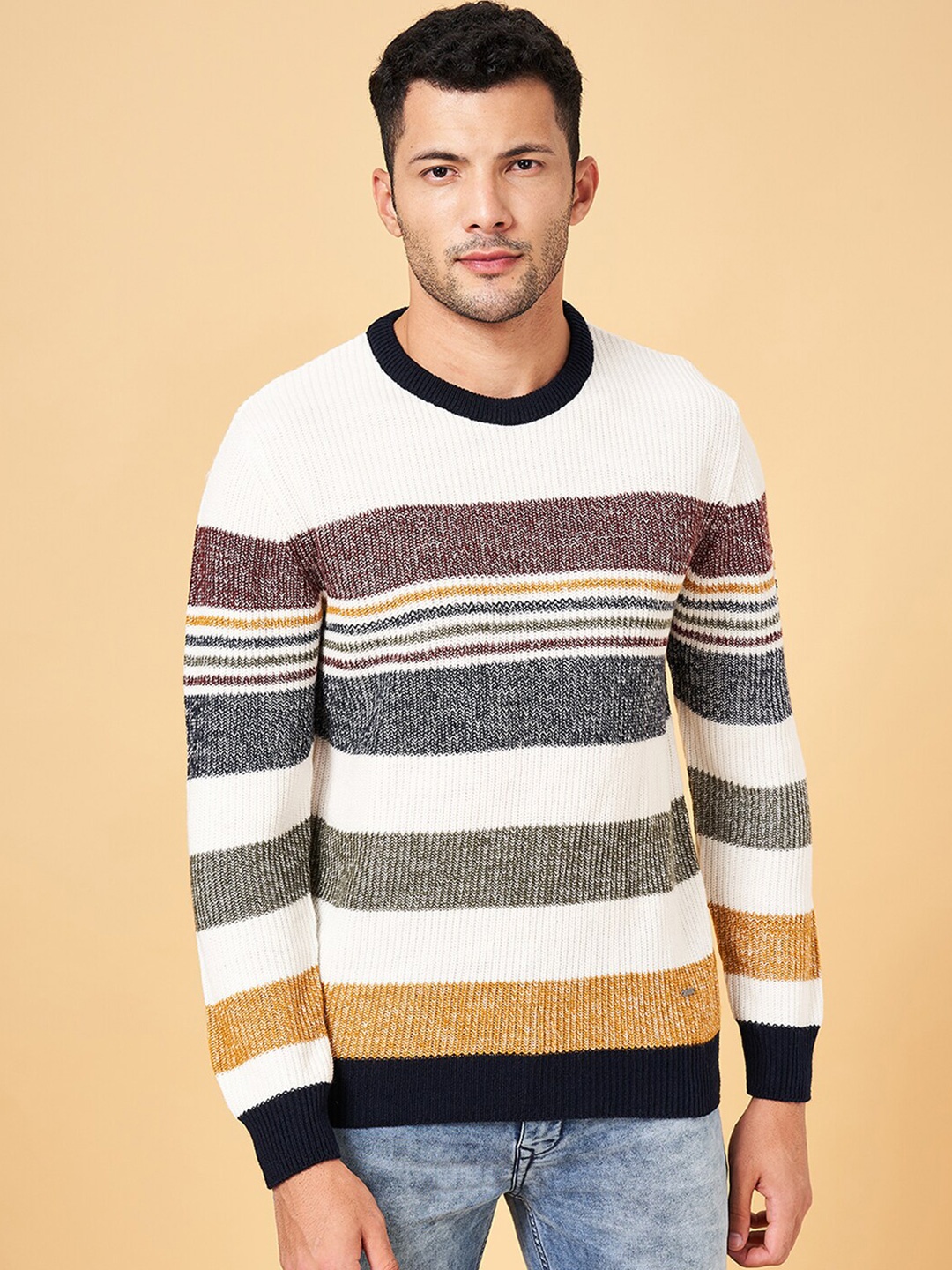 

BYFORD by Pantaloons Striped Acrylic Pullover, White