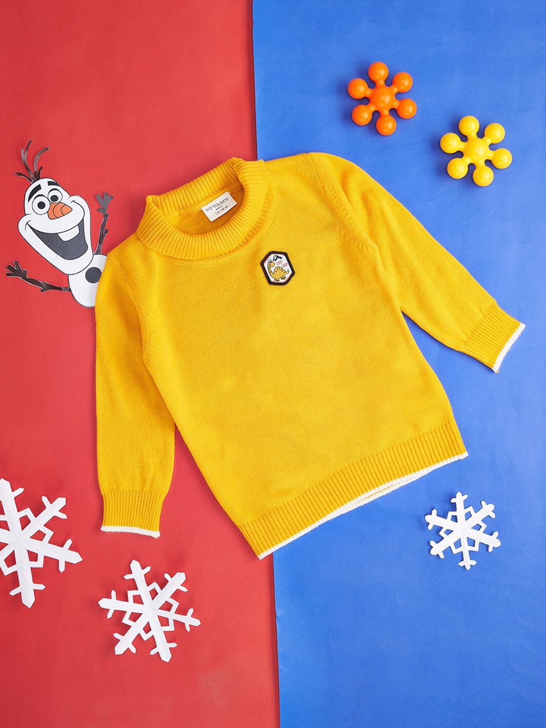 

Pantaloons Baby Infants Boys Turtle Neck Cotton Pullover, Yellow