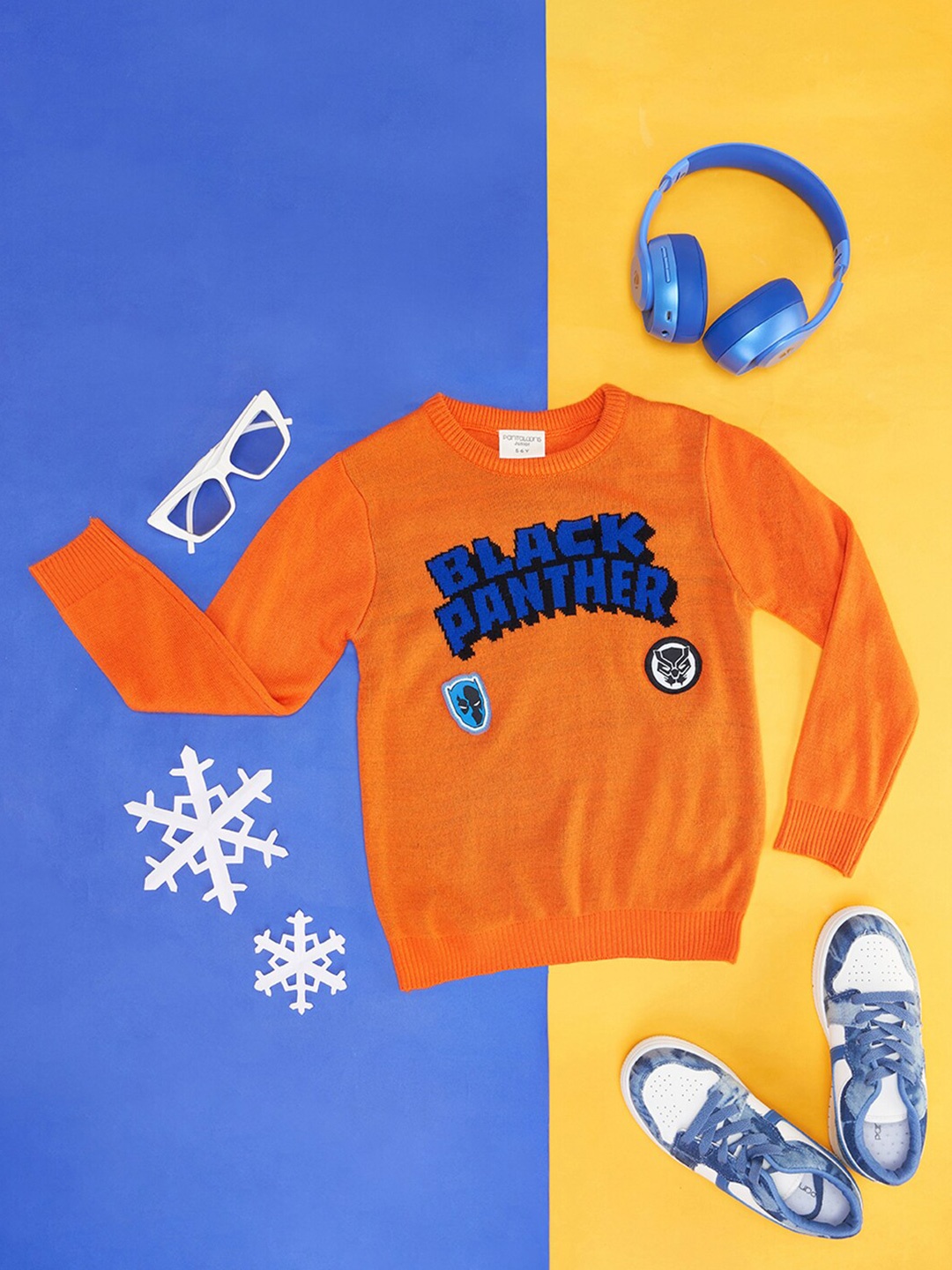 

Pantaloons Junior Boys Typography Printed Acrylic Pullover, Orange