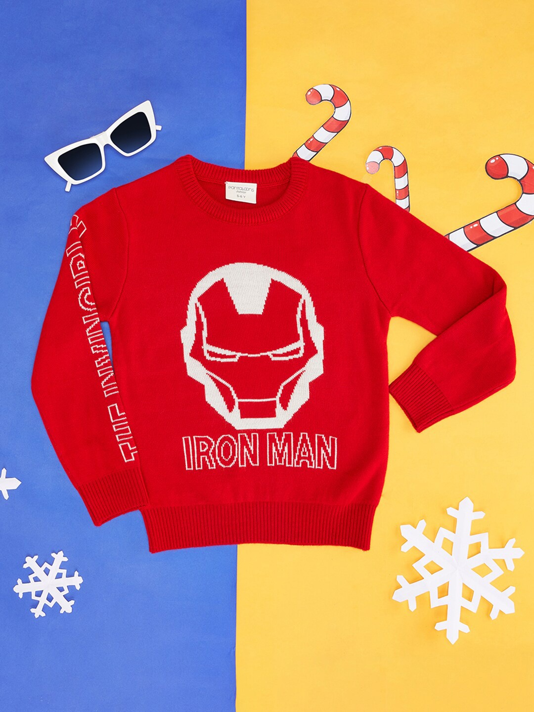 

Pantaloons Junior Boys Iron Man Printed Acrylic Pullover, Red