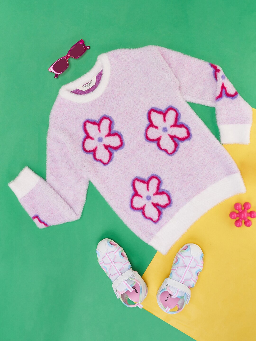 Pantaloons Junior Girls Floral Printed Pullover, Pink