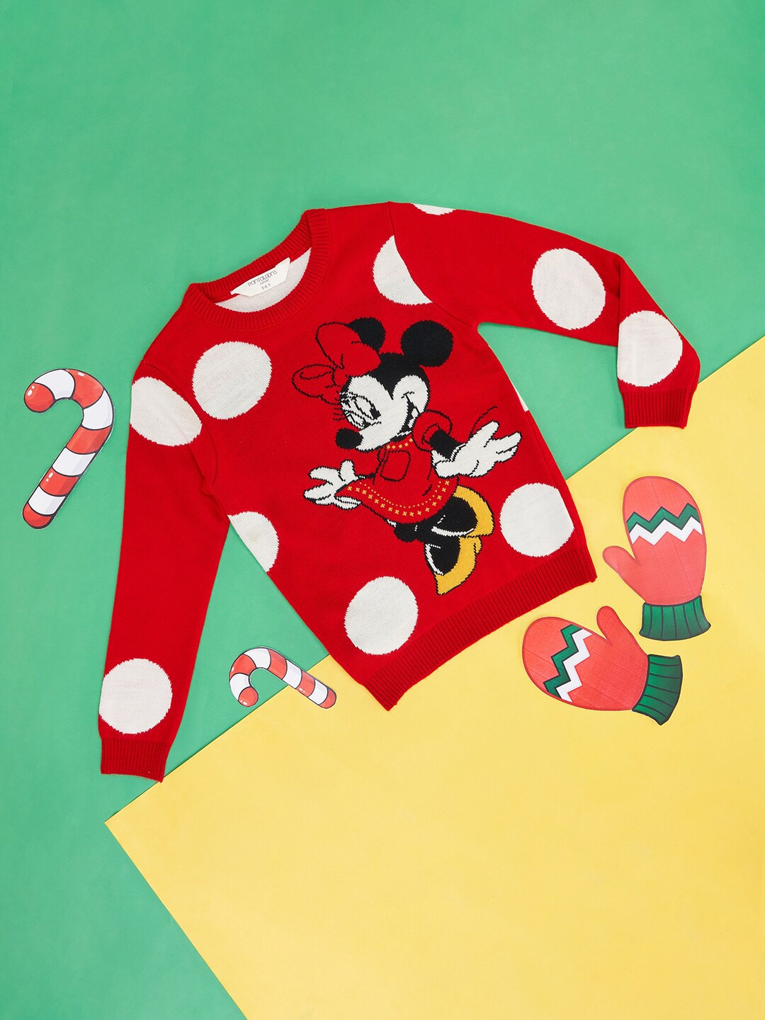 

Pantaloons Junior Girls Mickey Mouse Graphic Printed Acrylic Pullover, Red