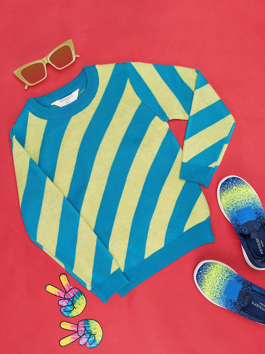 

Pantaloons Junior Girls Striped Acrylic Pullover, Teal