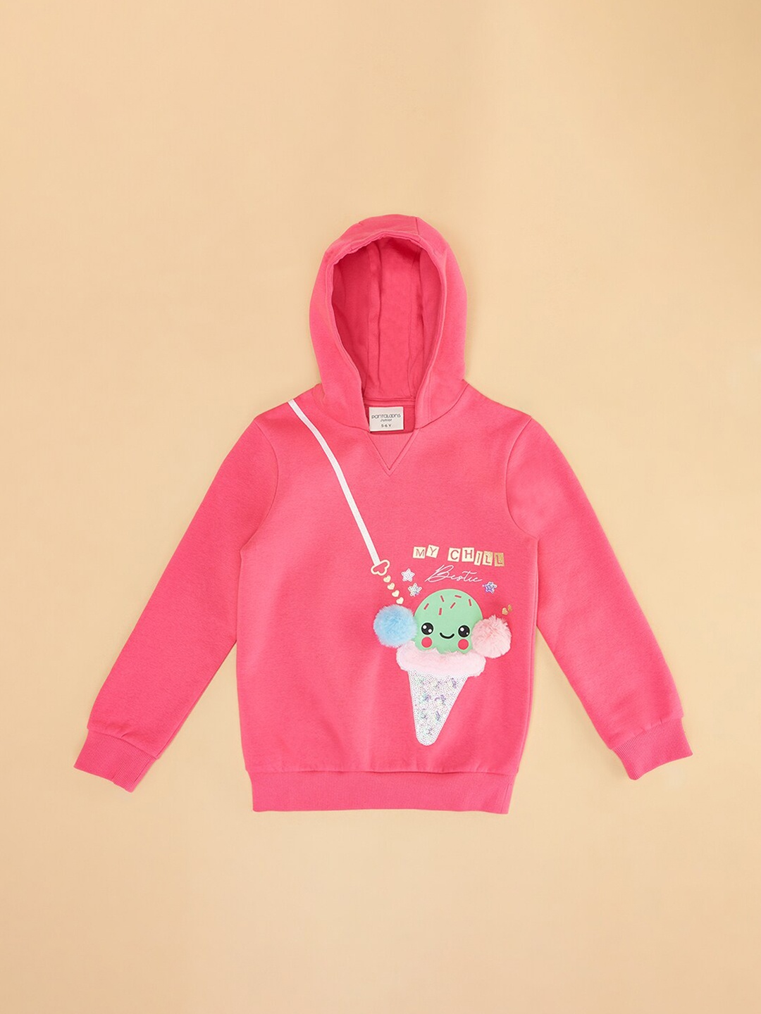 

Pantaloons Junior Girls Graphic Printed Cotton Sweatshirt, Fuchsia