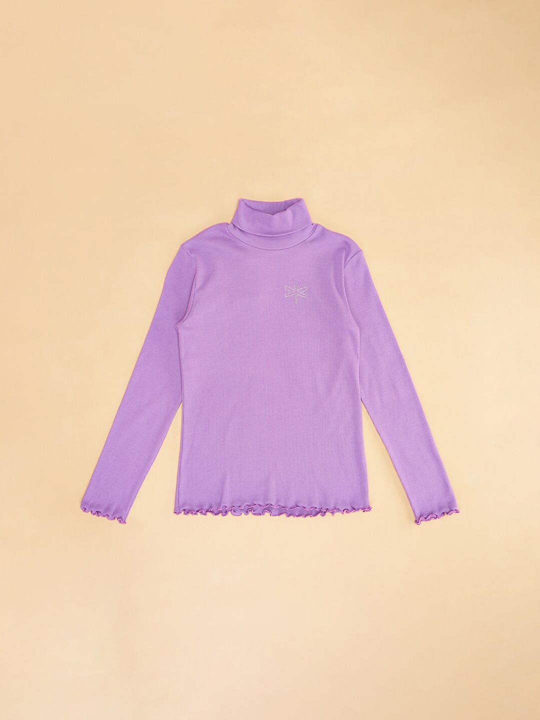 

Pantaloons Junior Girls Turtle Neck Ribbed Sweatshirt, Lavender