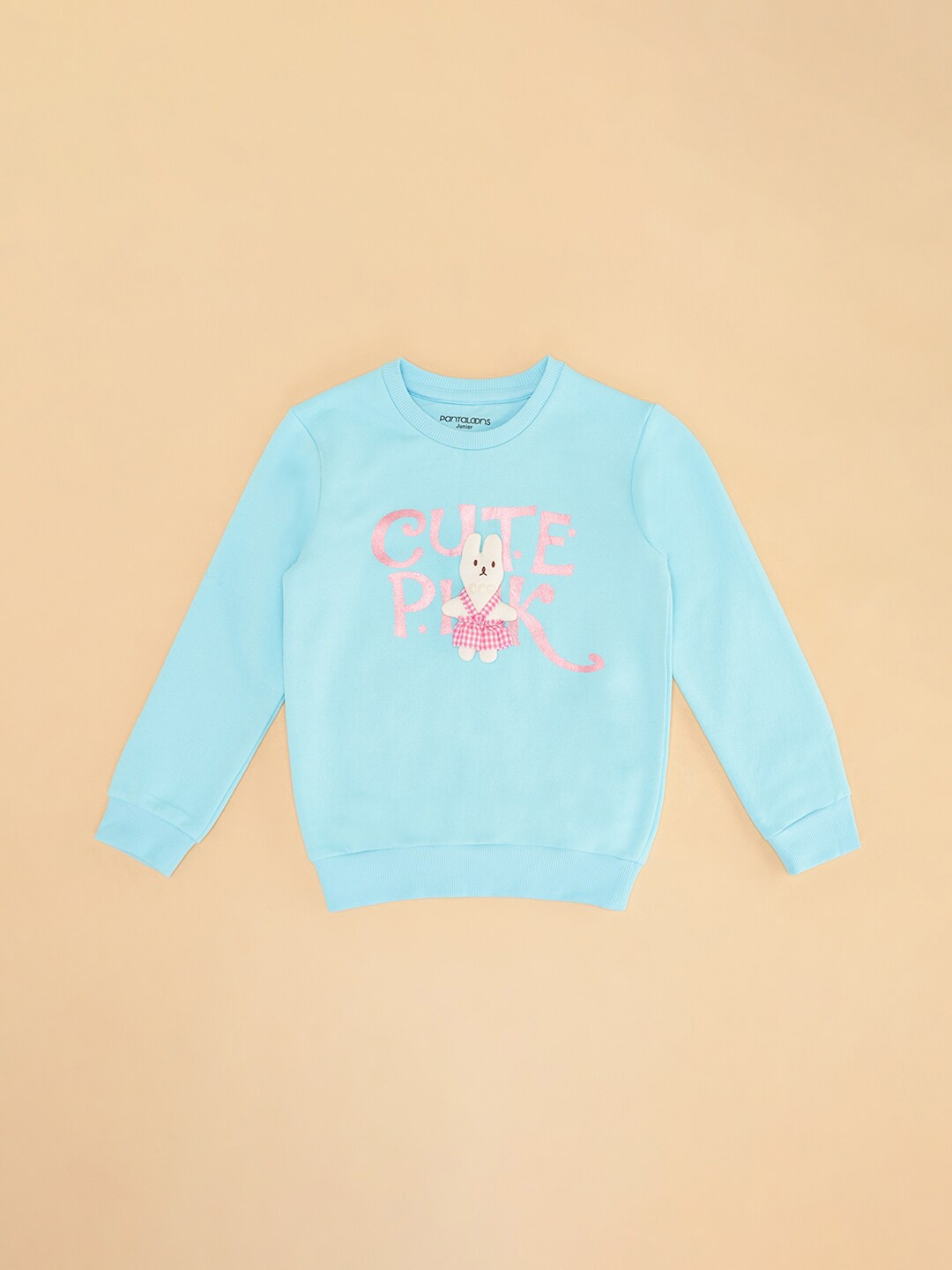 

Pantaloons Junior Girls Typography Printed Cotton Sweatshirt, Blue