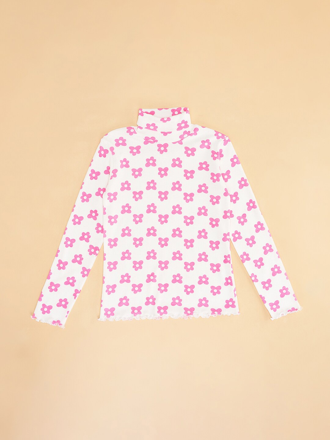 

Pantaloons Junior Girls Floral Printed Turtle Neck Sweatshirt, White