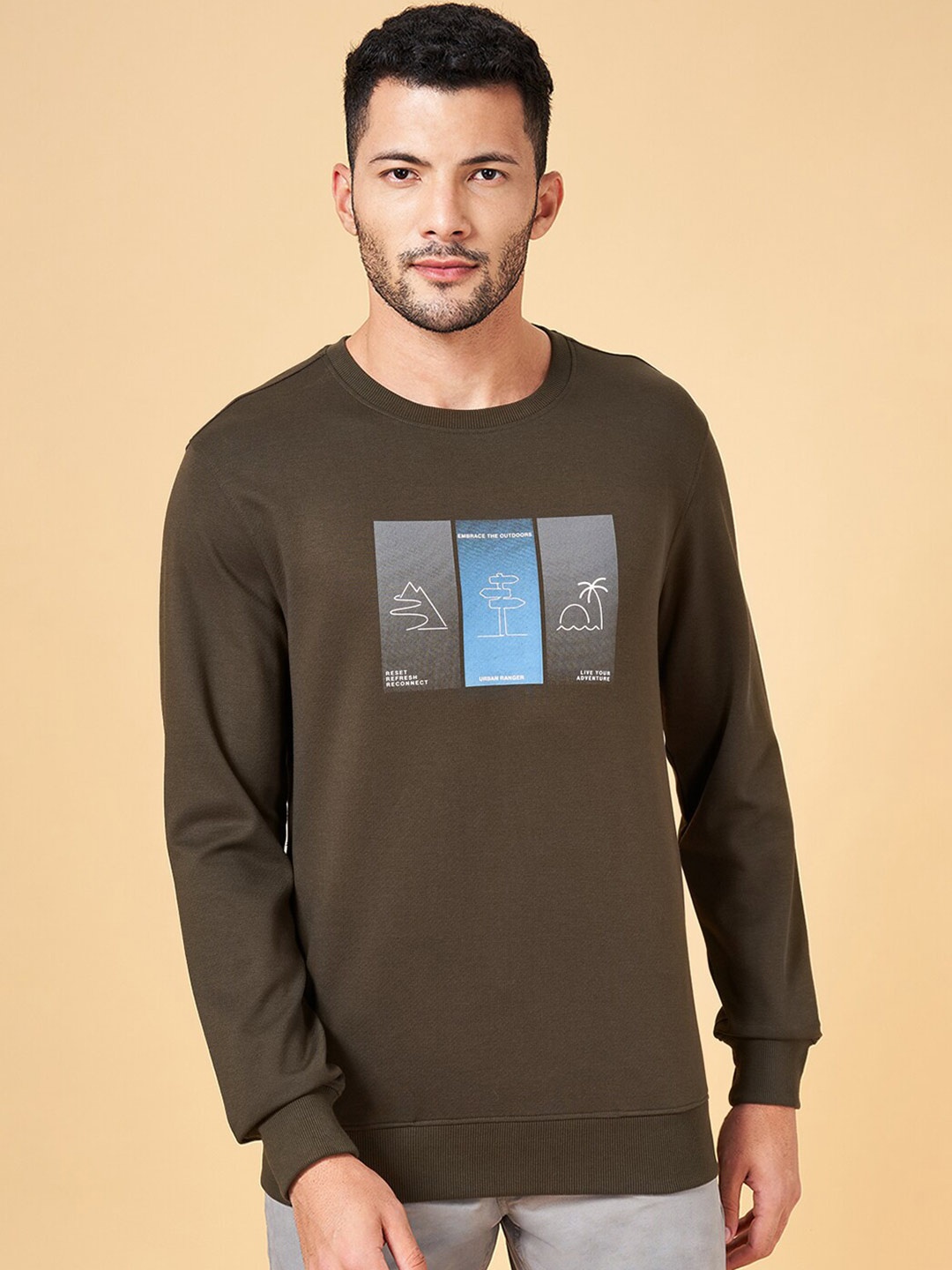

Urban Ranger by pantaloons Graphic Printed Pullover, Olive