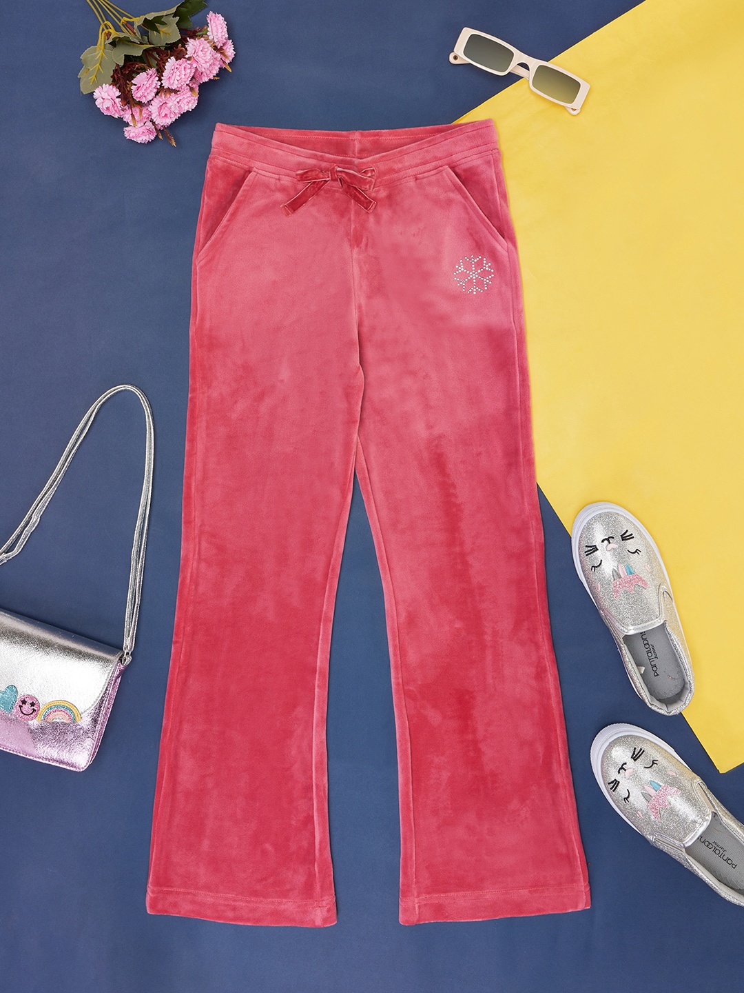 

Pantaloons Junior Girls Mid Rise Cotton Parallel Trousers, Pink