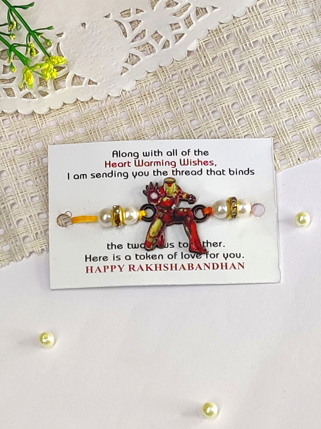 

The Magic Wand Boys Iron Man Charm Rakhi, Maroon