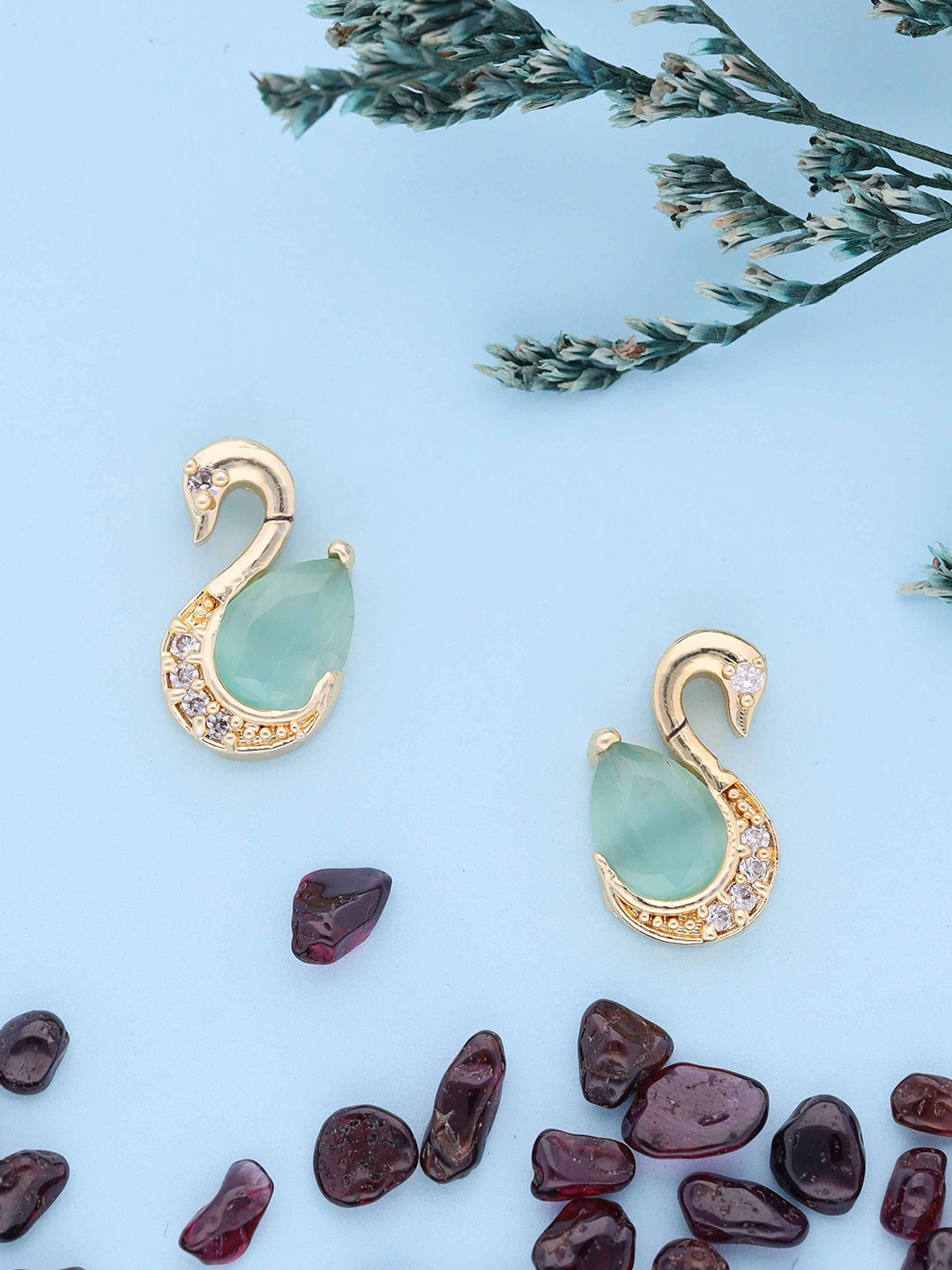 

Brado Jewellery Gold Plated American Diamond Studded Studs Earrings