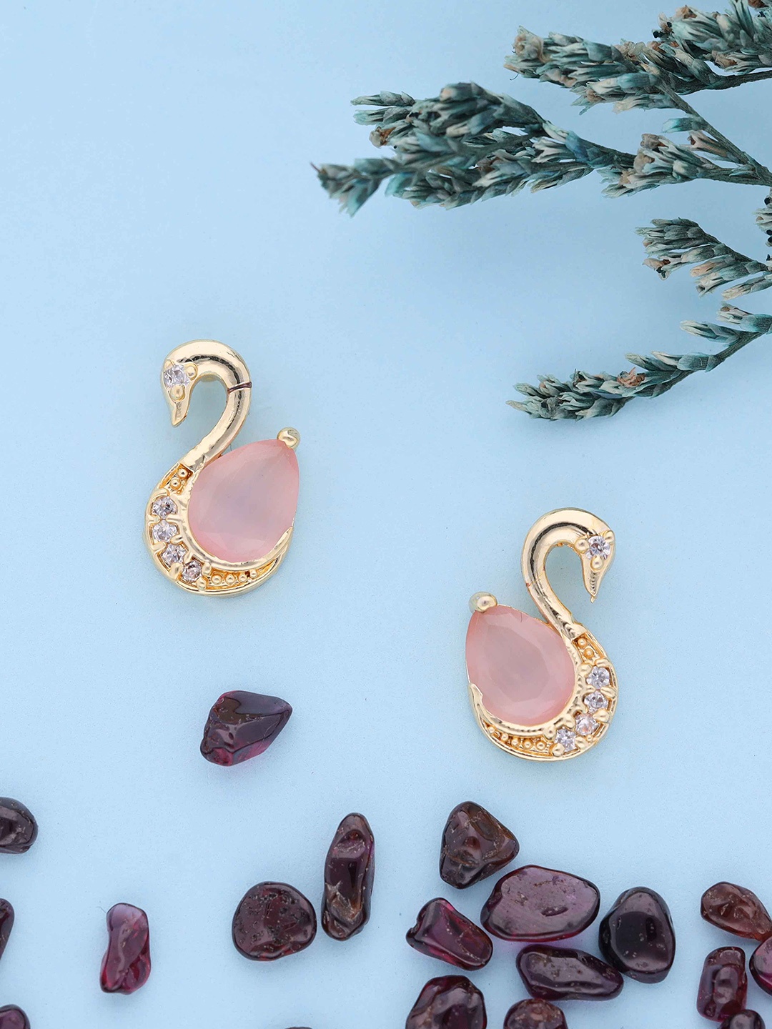 

Brado Jewellery Gold Plated American Diamond Studded Studs Earrings