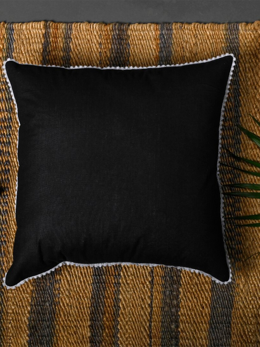 

OUSSUM Black & White Cotton Square Cushion Cover