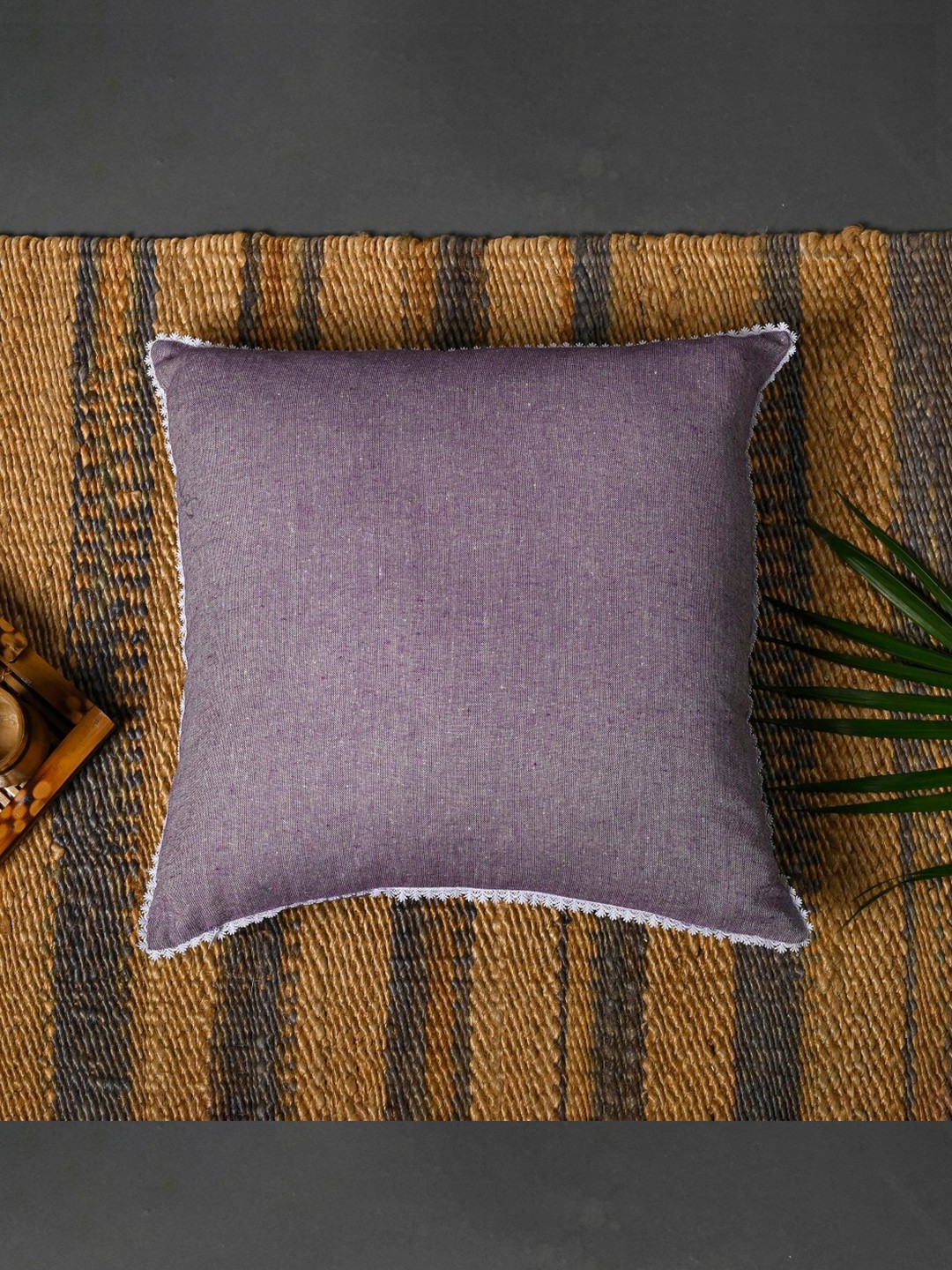 

OUSSUM Pink & White Cotton Square Cushion Cover