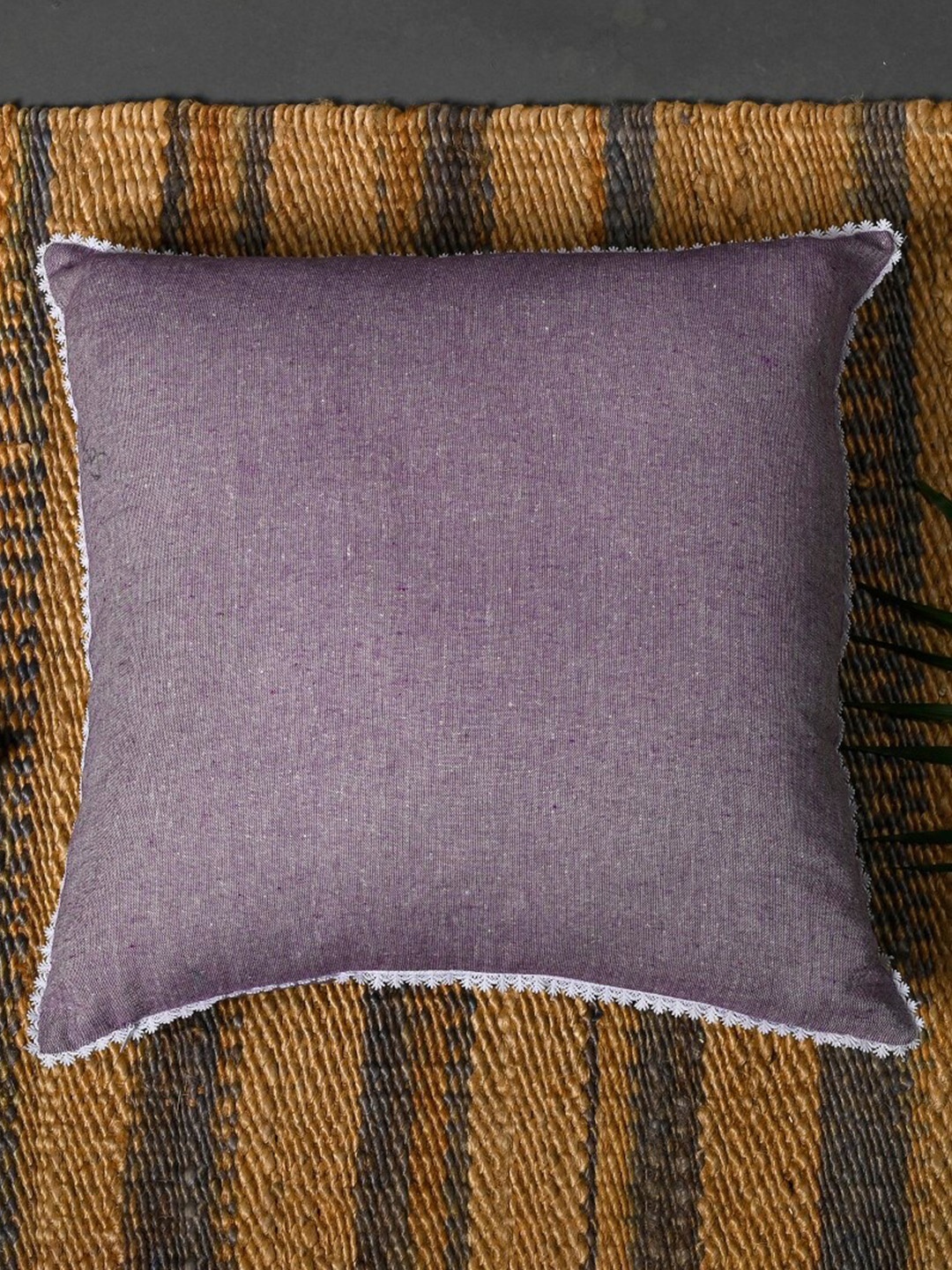 

OUSSUM Pink & White Square Cotton Cushion Cover