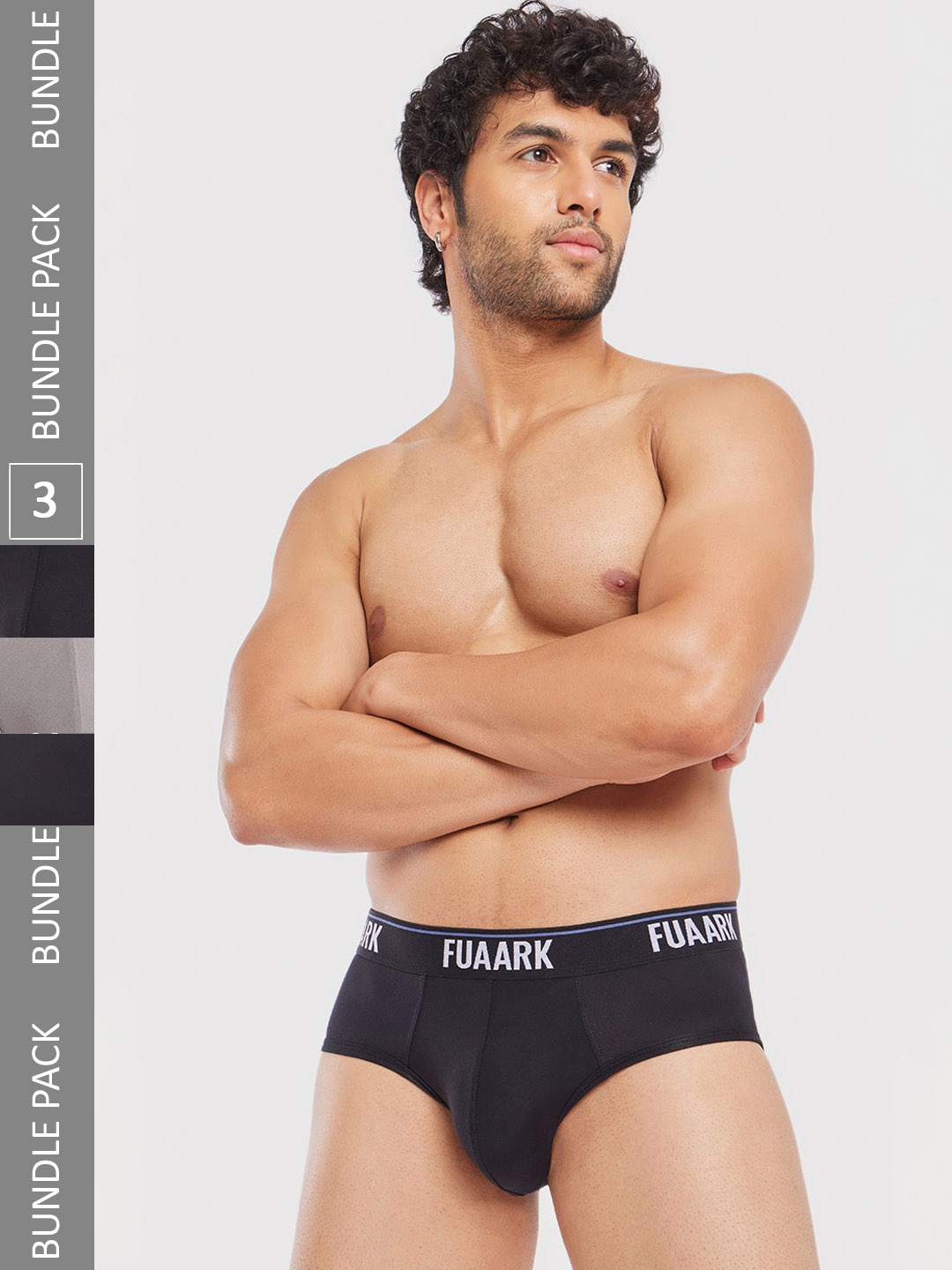 

FUAARK Pack Of 3 Ultra Soft Basic Briefs FUSMBrP3-Black2-Grey-S, Black