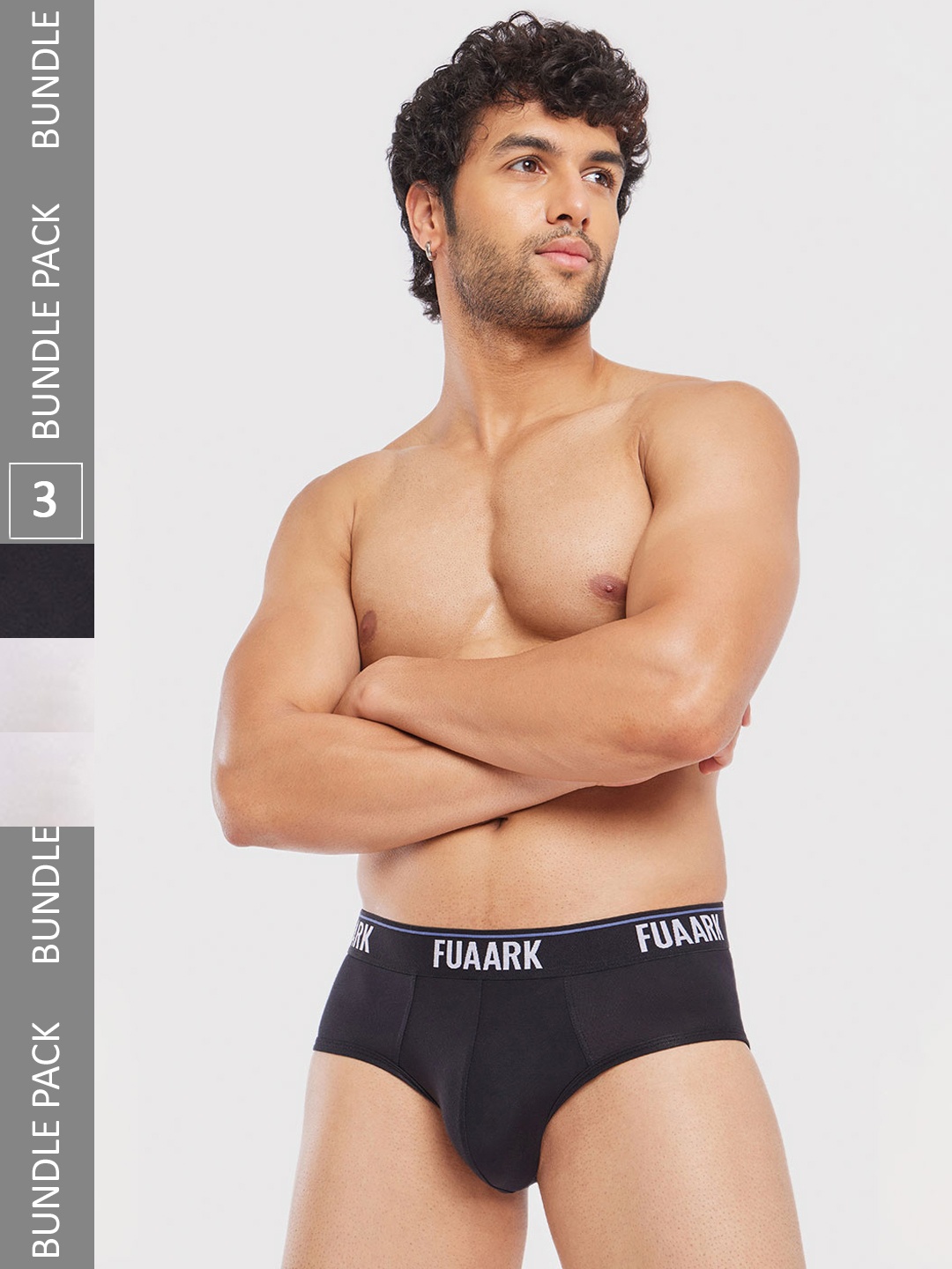 

FUAARK Pack Of 3 Anti Microbial Briefs FUSMBrP3-Black-White2-S, White