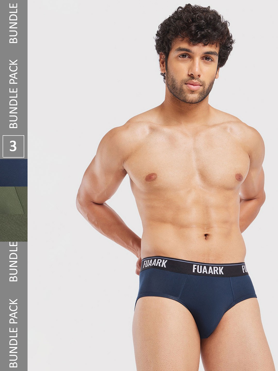 

FUAARK Pack Of 3 Anti Microbial Modal Briefs FUSMBrP3-Blue-Olive2-S, Olive