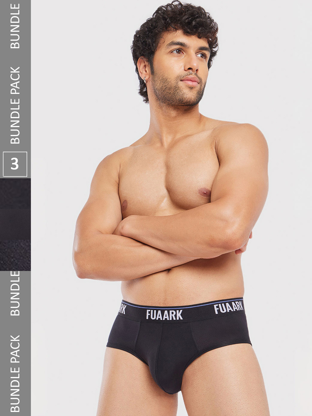 

FUAARK Pack Of 3 Anti-Microbial Basic Briefs FUSMBrP3-Black3-S, Black