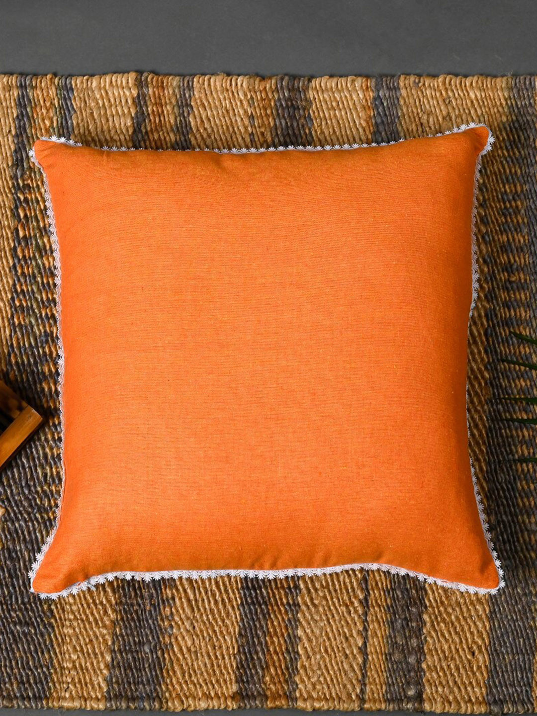 

OUSSUM Orange & White 5 Pieces Square Cushion Covers
