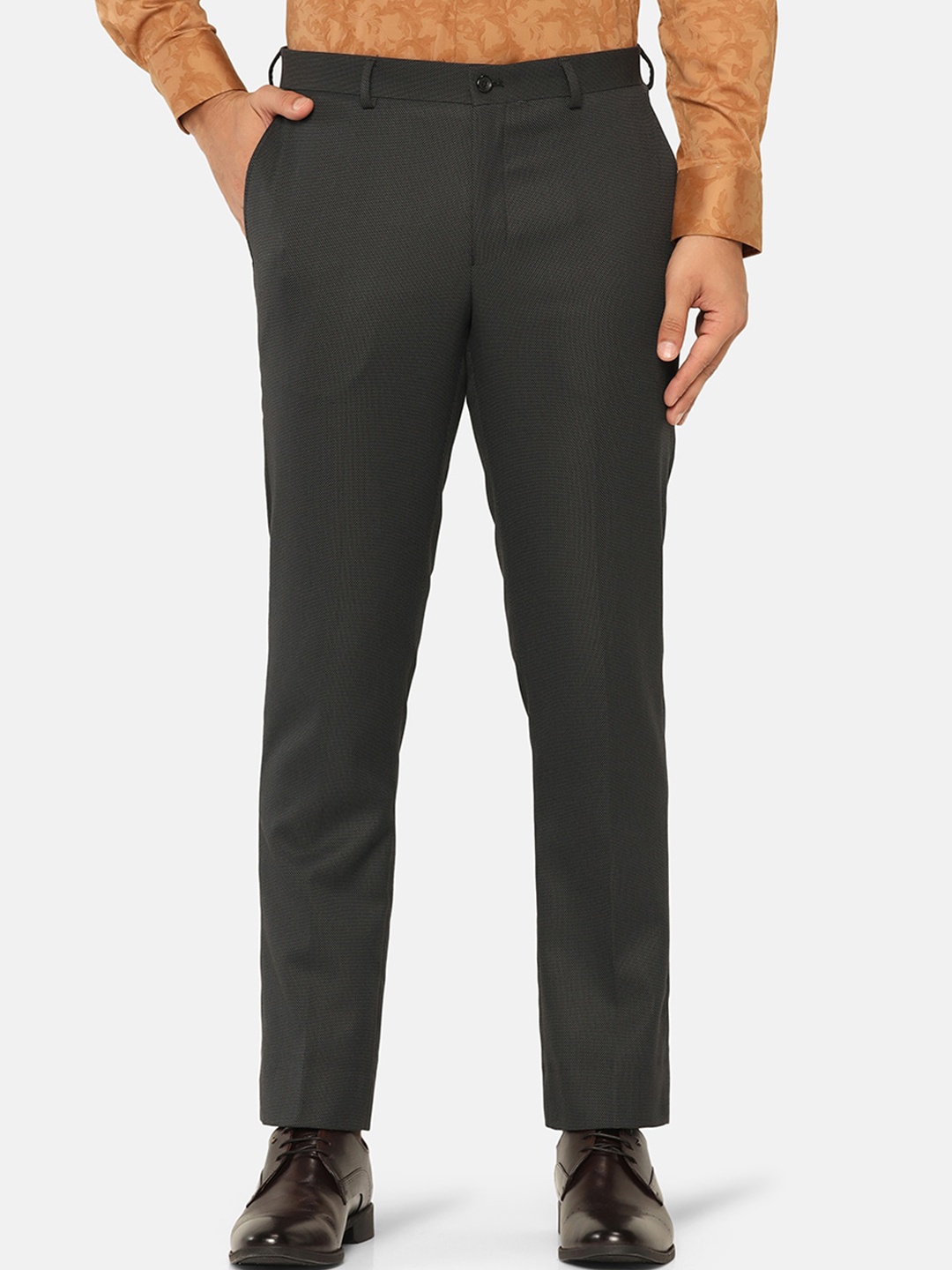 

Blackberrys Men B-95 Slim Fit Easy Wash Mid Rise Formal Trousers, Black