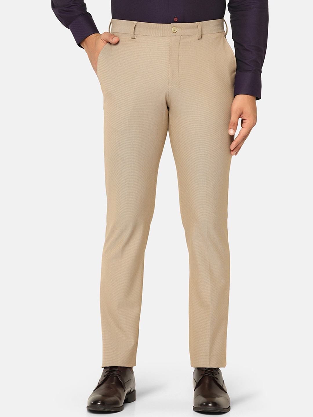 

Blackberrys Men B-91 Easy Wash Slim Fit Formal Trousers, Beige