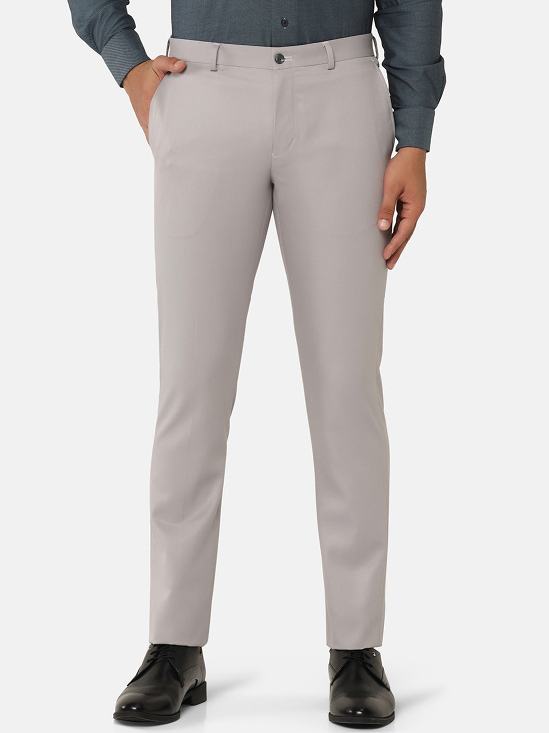 

Blackberrys Men B-95 Slim Fit Easy Wash Formal Trousers, Grey
