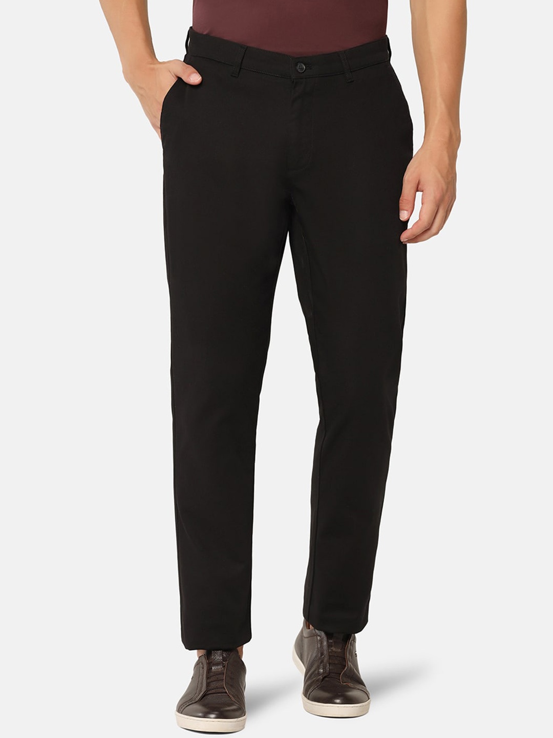 

Blackberrys Men Comfort Mid Rise Easy Wash Chinos, Black