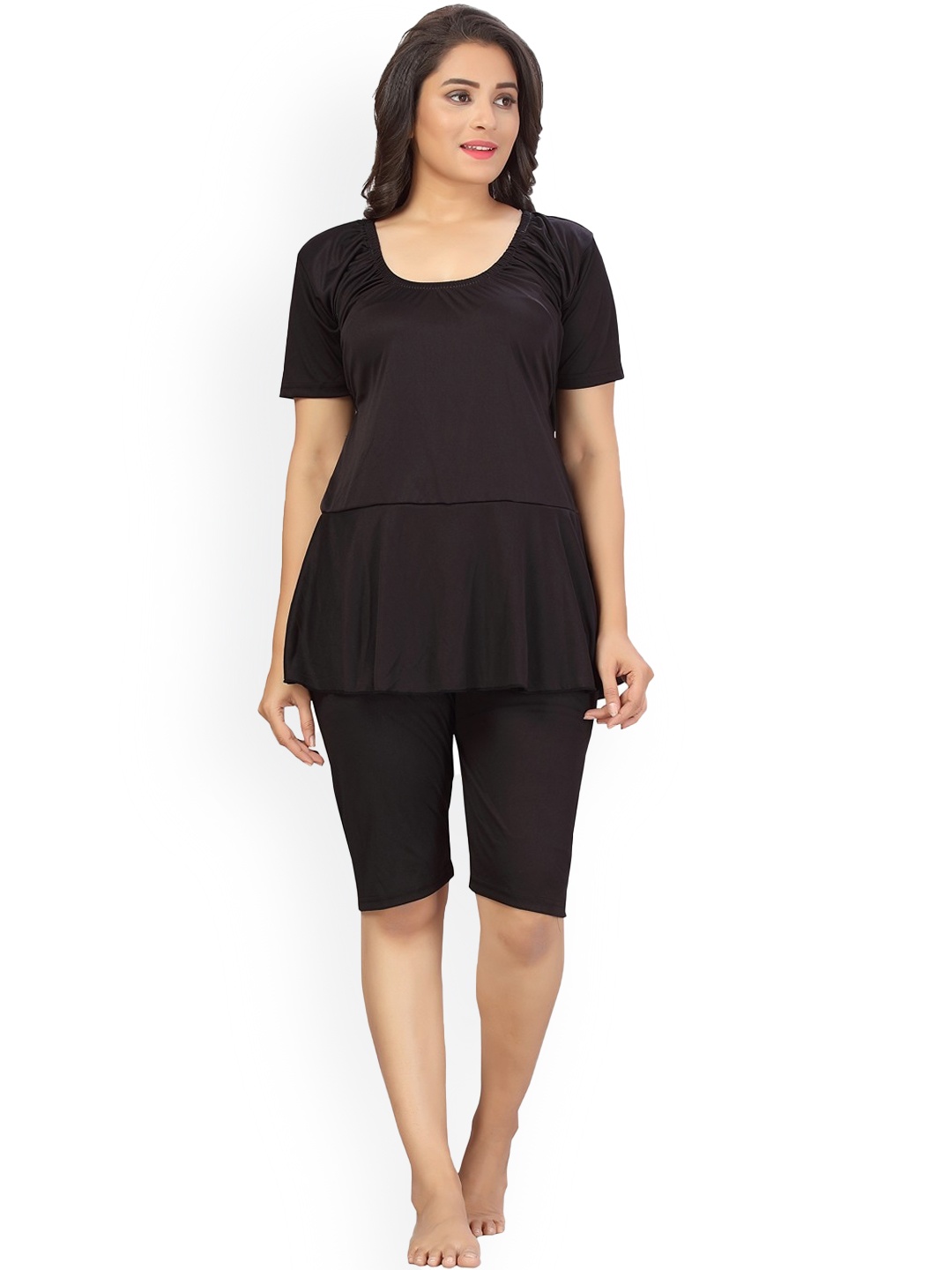 

Aarika Round Neck Full Coverage Swim Set, Black