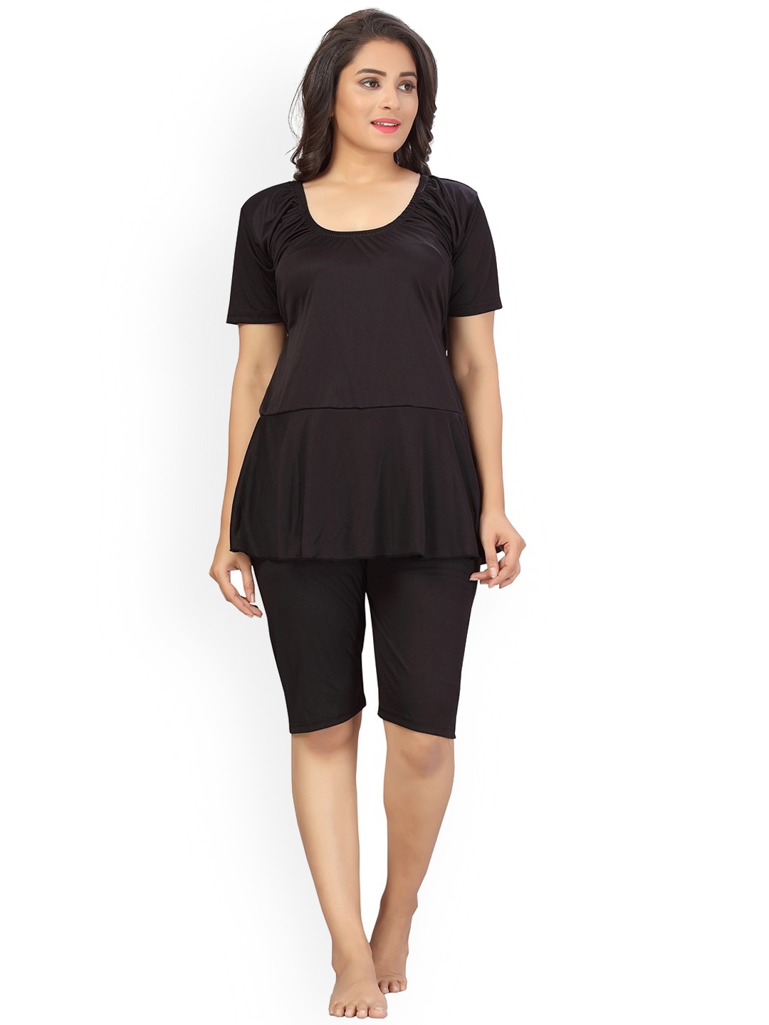 

Aarika Round Neck Full Coverage Swim Set, Black