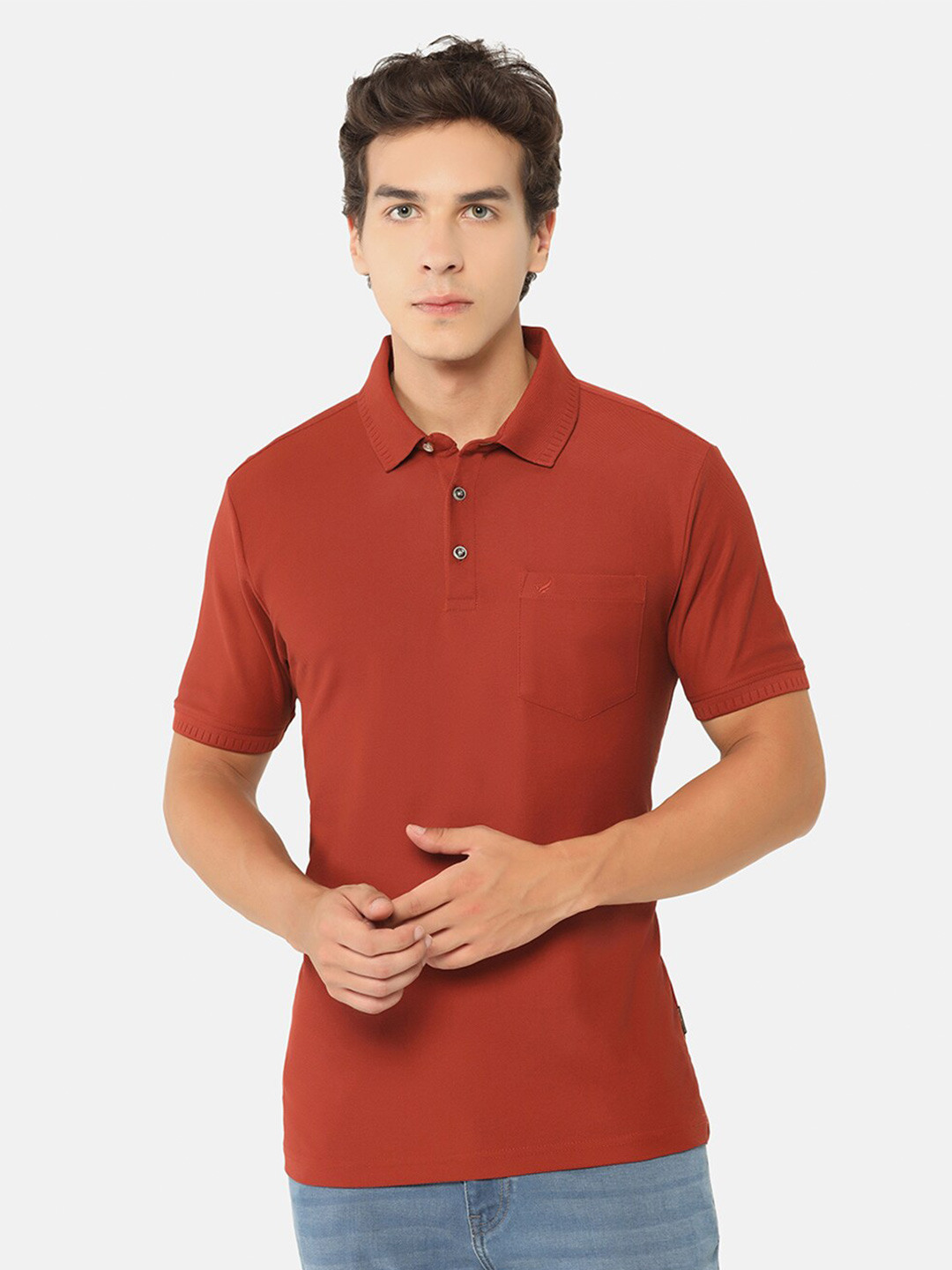 

Blackberrys Polo Collar Slim Fit Cotton T-Shirt, Rust