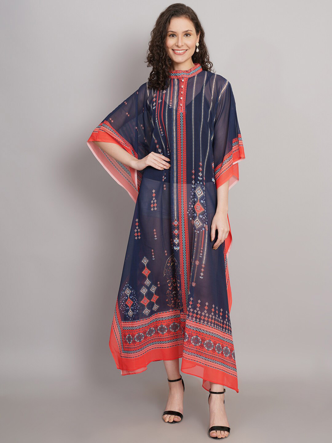 

Rajoria Instyle Abstract Printed Swimwear Cover Up Dress, Black