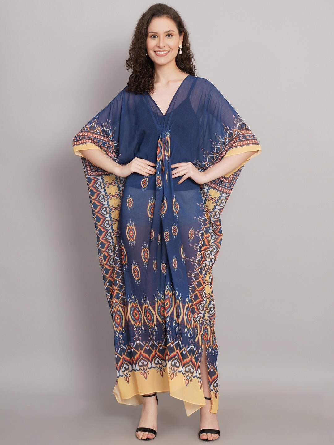 

Rajoria Instyle Abstract Printed Swimwear Cover Up Top, Blue