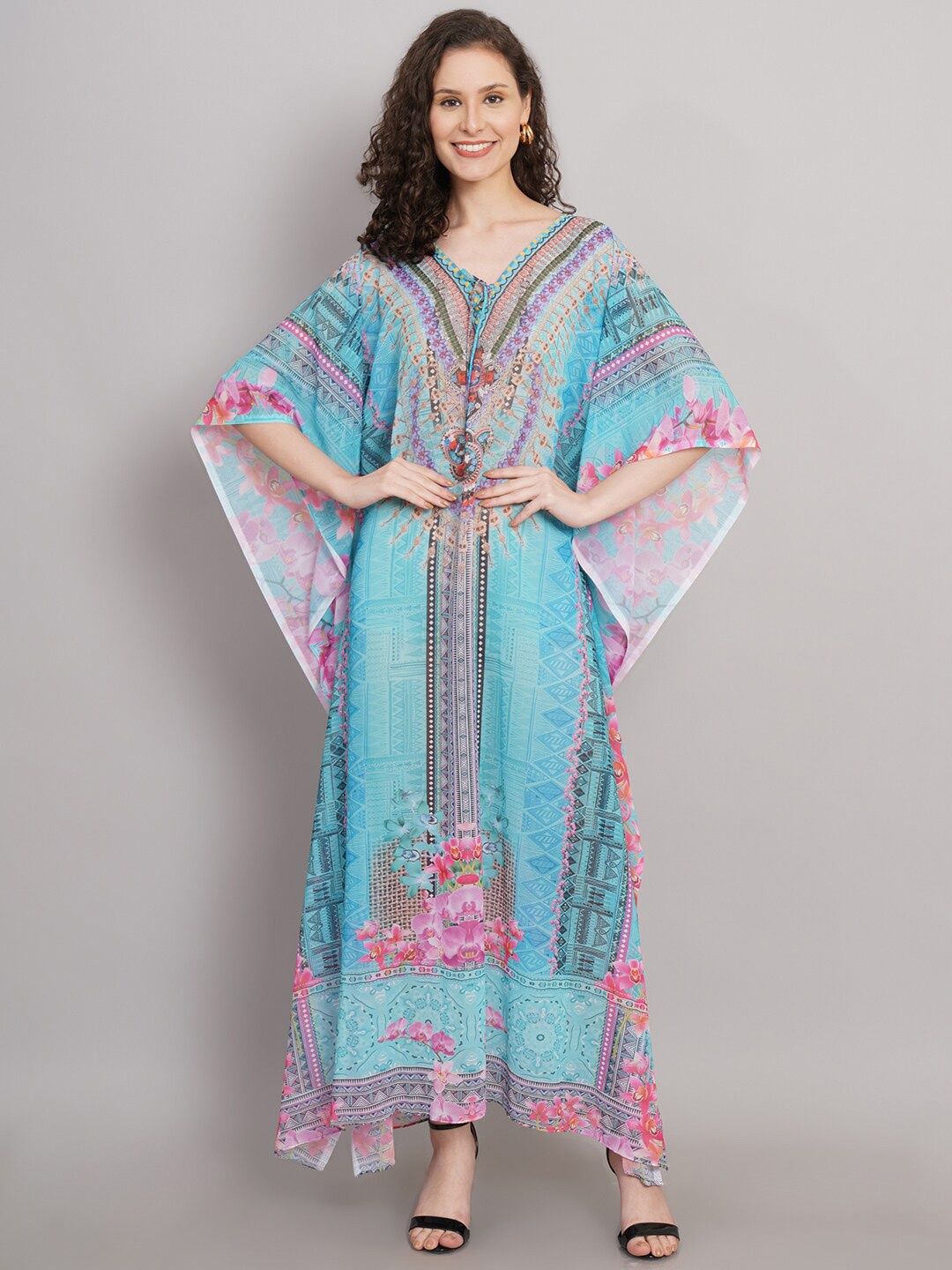 

Rajoria Instyle Floral Printed Swimwear Cover Up Top, Blue