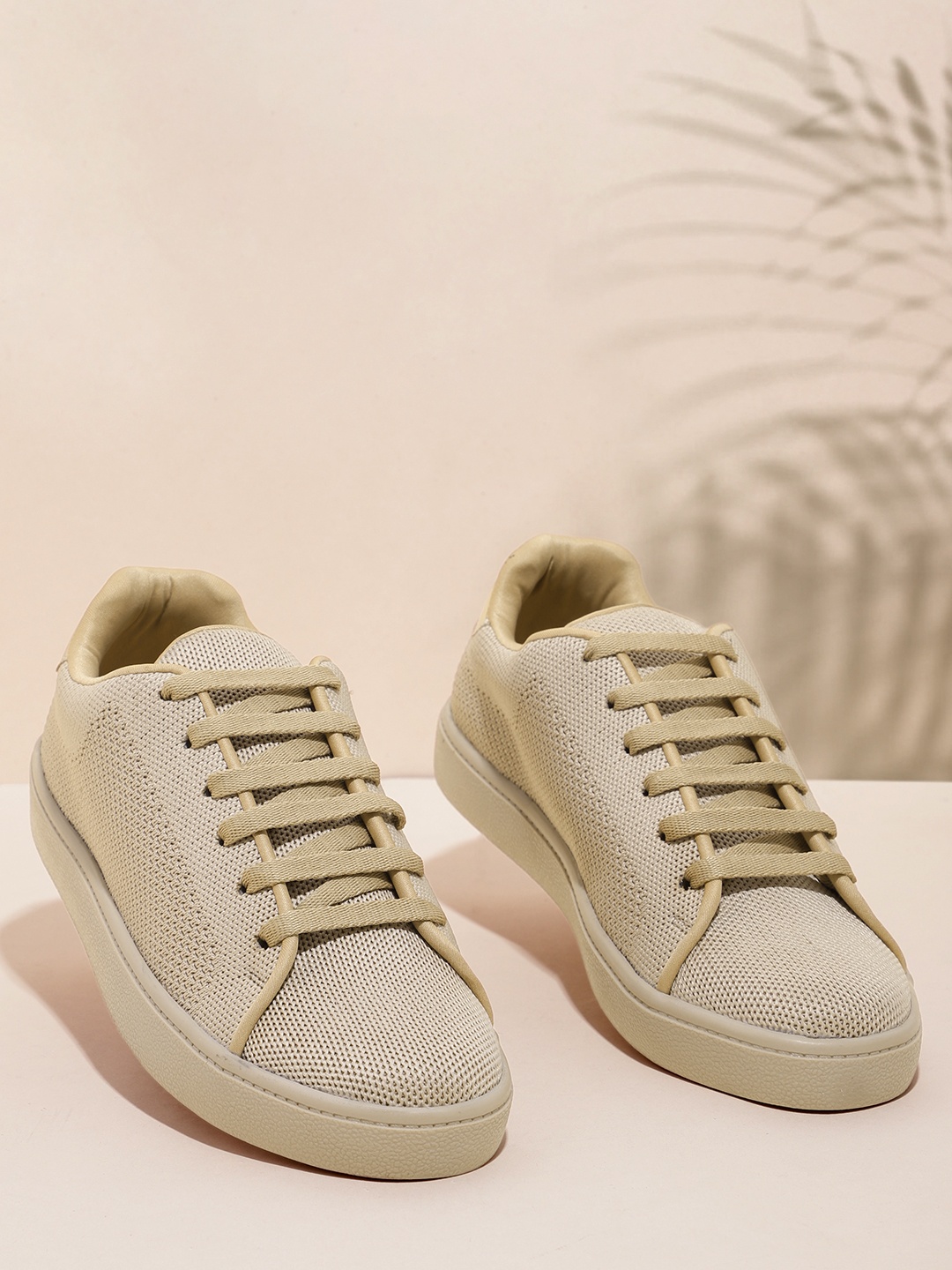 

Mast & Harbour Women Woven Design Sneakers, Beige
