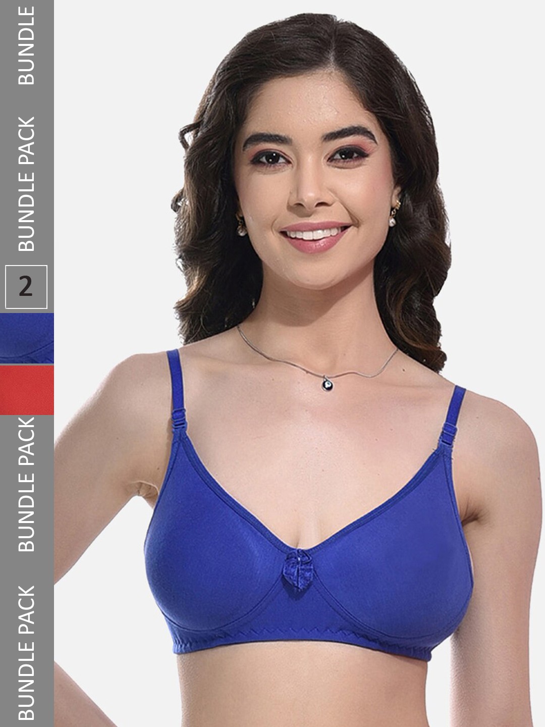 

FIMS Pack Of 2 Non Padded Full Coverage Super Support Everyday Bras With All Day Comfort, Blue