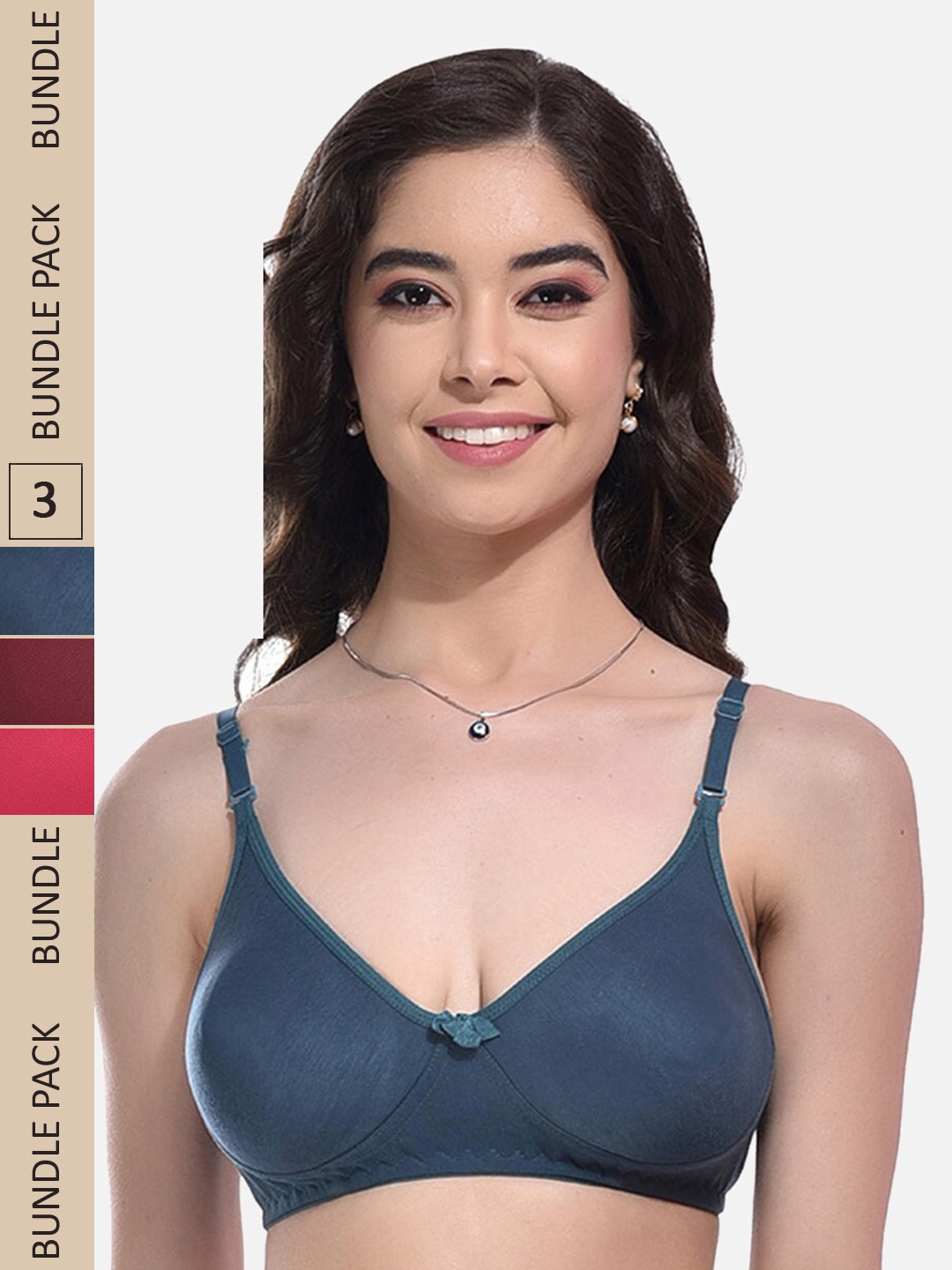 

FIMS Pack Of 3 Full Coverage Bra With All Day Comfort, Maroon