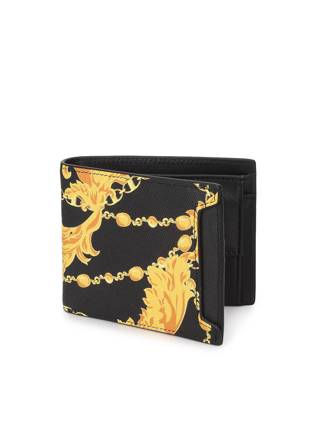 

Versace Jeans Couture Men Printed Leather Two Fold Wallet, Black