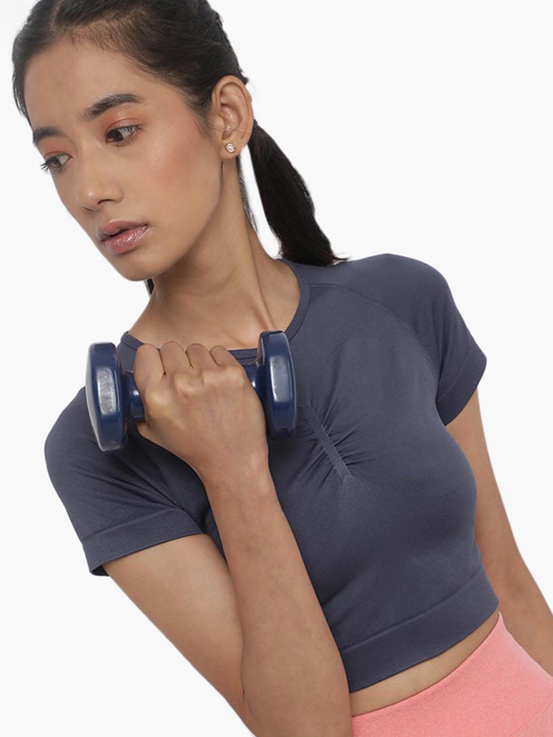 

Virgio Round Neck Raglan Sleeve Sports Crop T-shirt, Blue