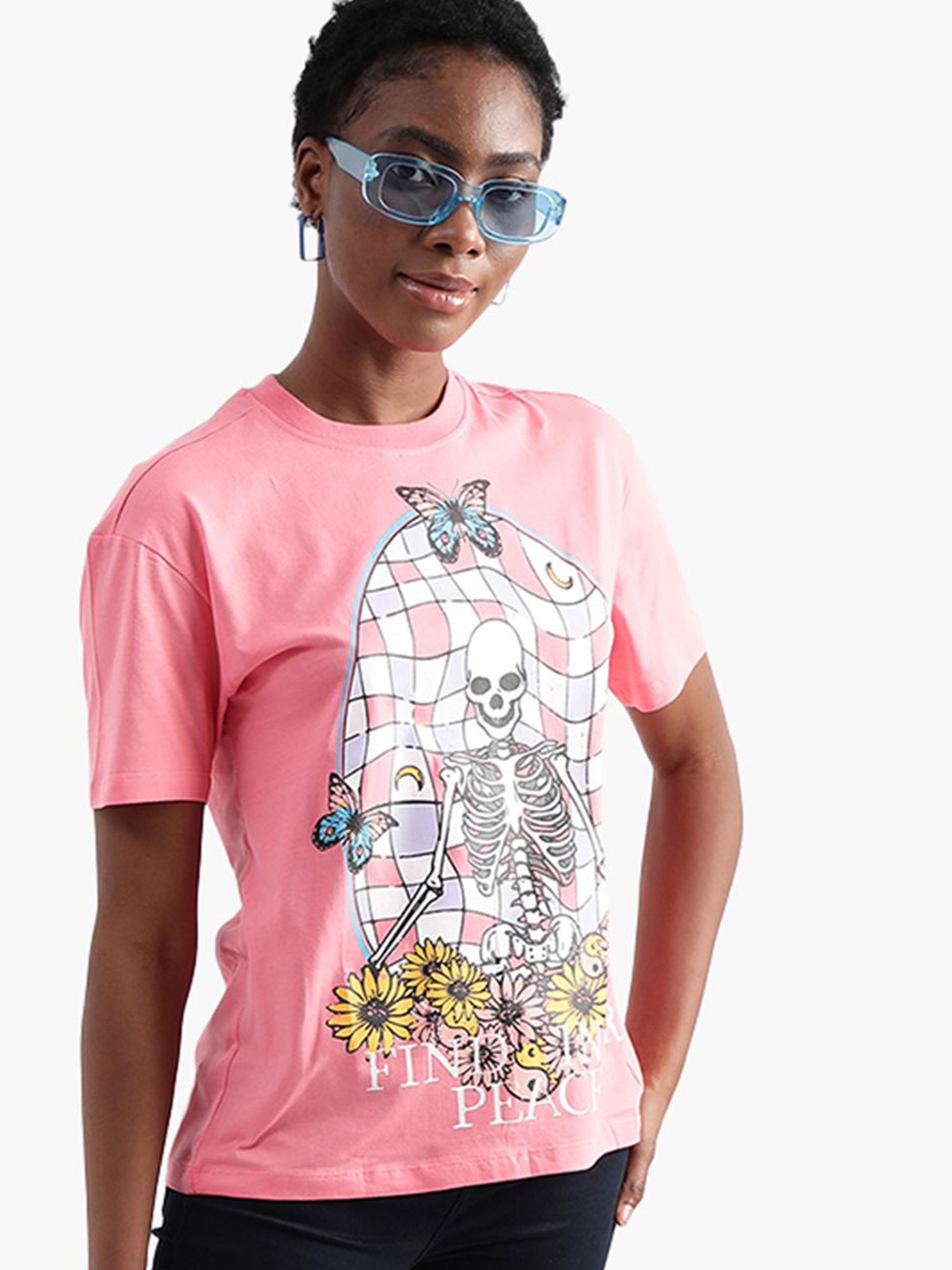 

Virgio Graphic Printed Pure Cotton Boxy T-shirt, Pink