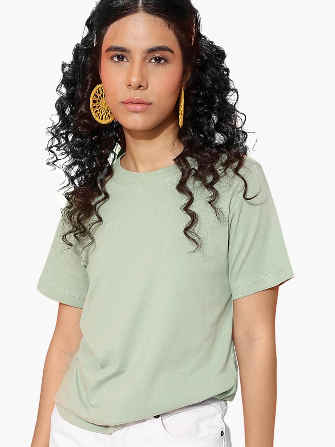 

Virgio Round Neck Pure Cotton T-shirt, Sea green
