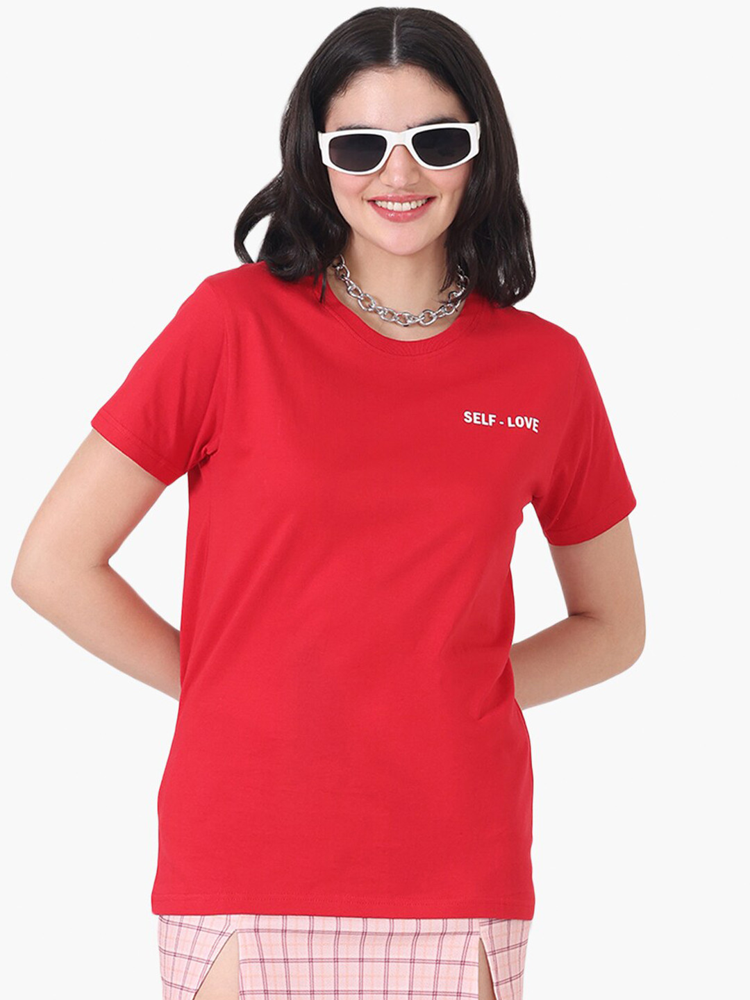 

Virgio Round Neck Cotton T-shirt, Red