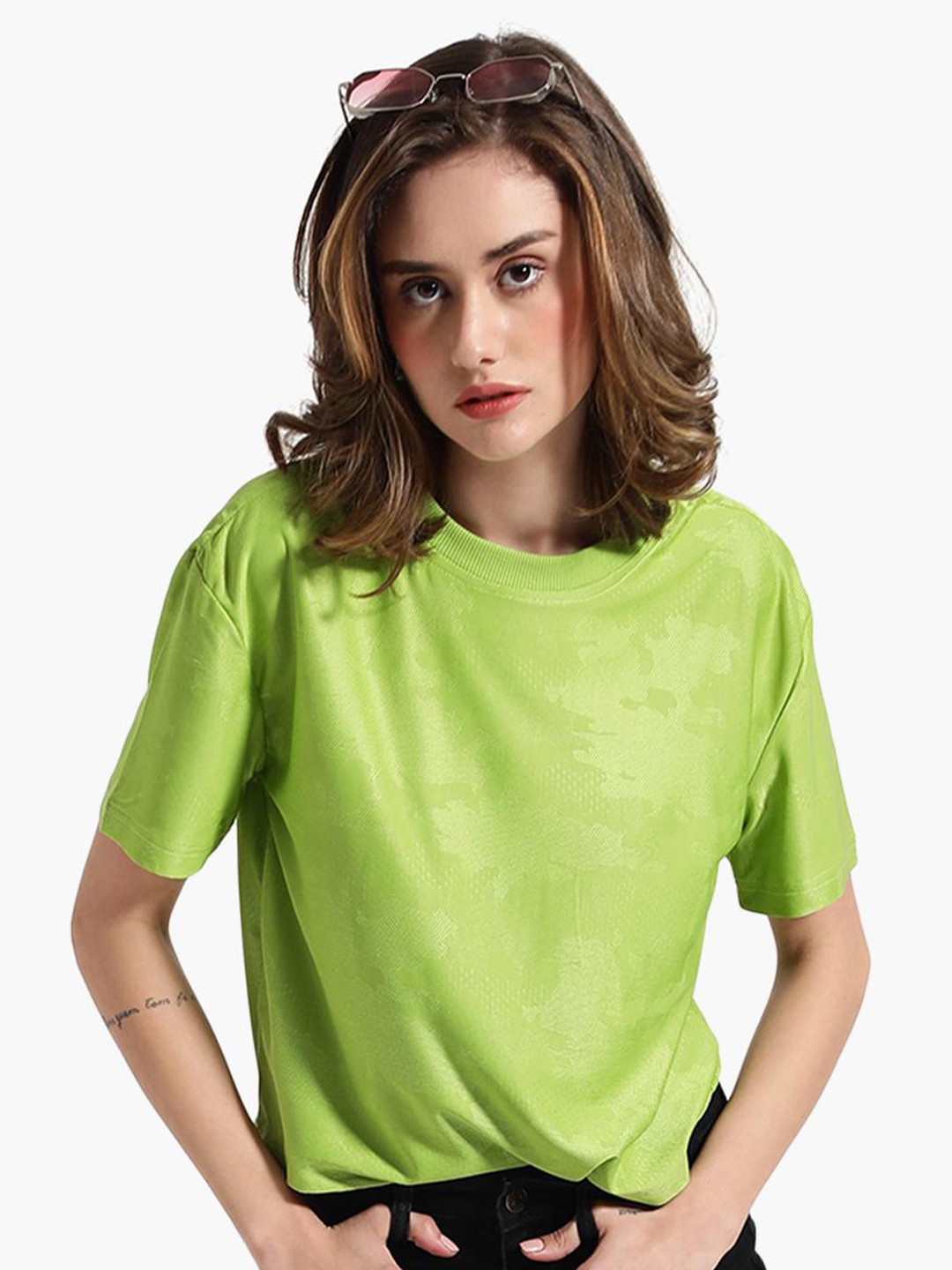 

Virgio Self Designed Drop Shoulder T-Shirt, Green