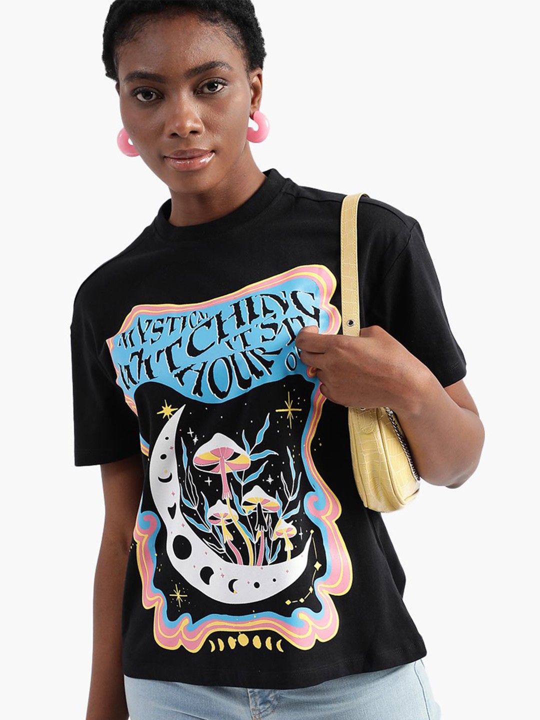 

Virgio Graphic Printed Pure Cotton Boxy T-Shirt, Black