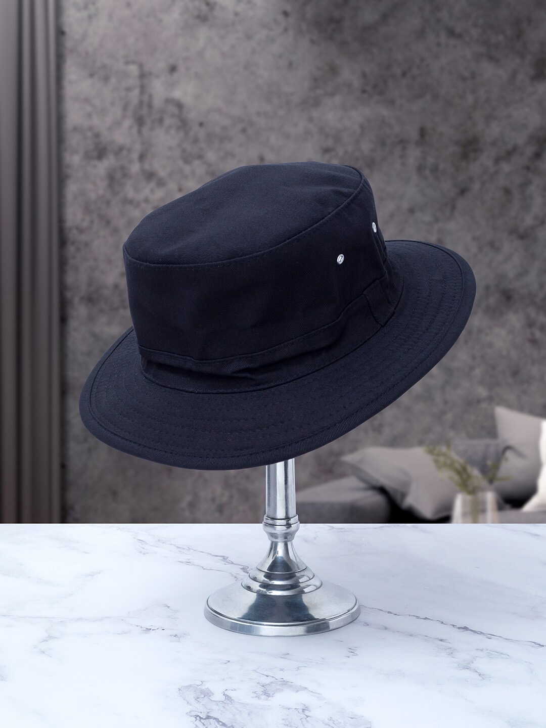 

Golden Peacock Men Cotton Round Umpire Sun hat, Navy blue