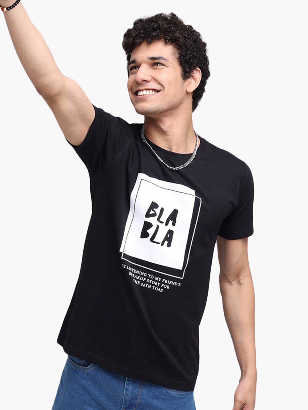 

Virgio Graphic Printed Cotton T-shirt, Black