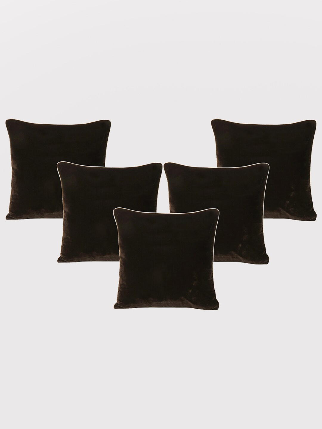 

OUSSUM 5 Pieces Brown Solid Velvet Square Cushion Covers