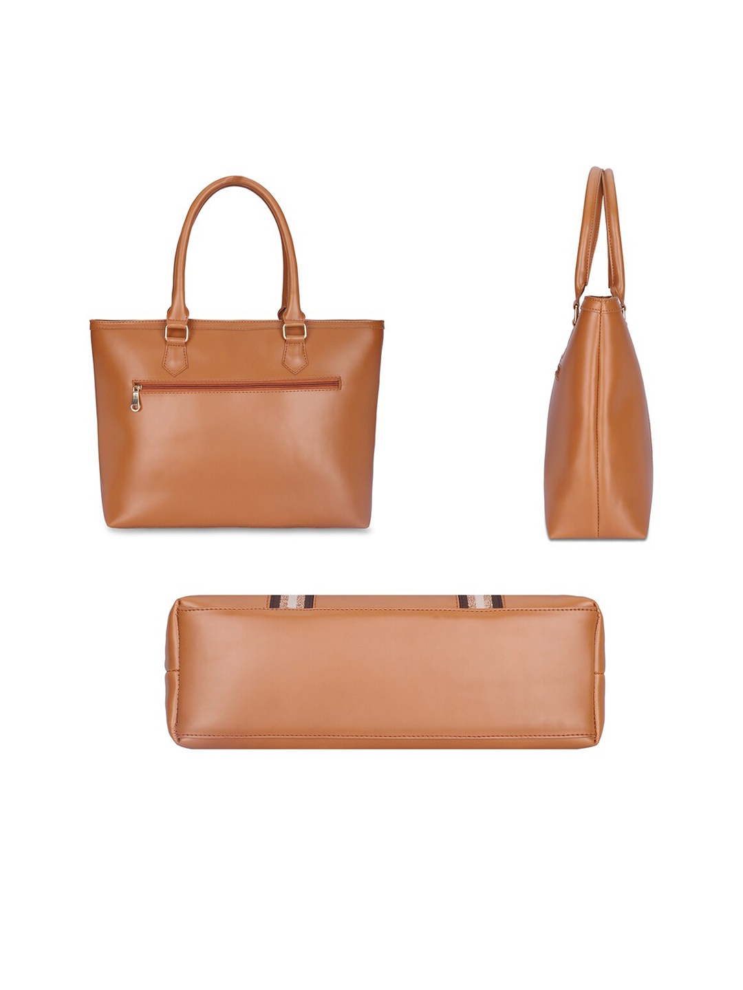 

THE CLOWNFISH Sophitech Structured Tote Bag, Camel brown