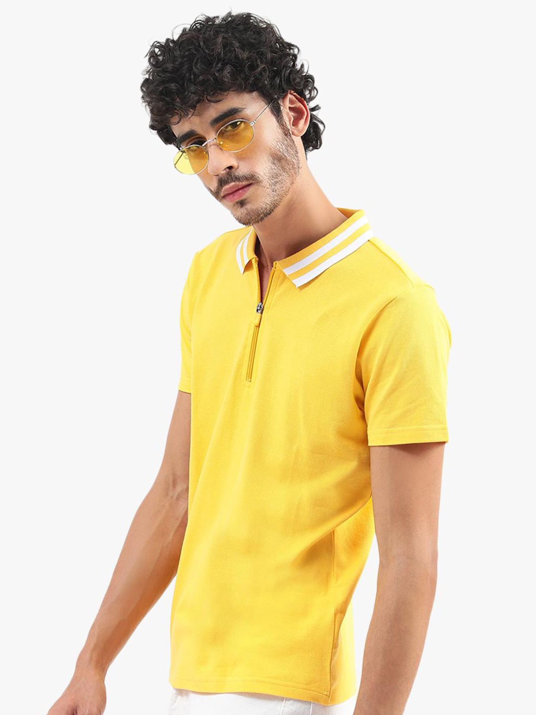 

Virgio Polo Collar Pure Cotton T-Shirt, Yellow