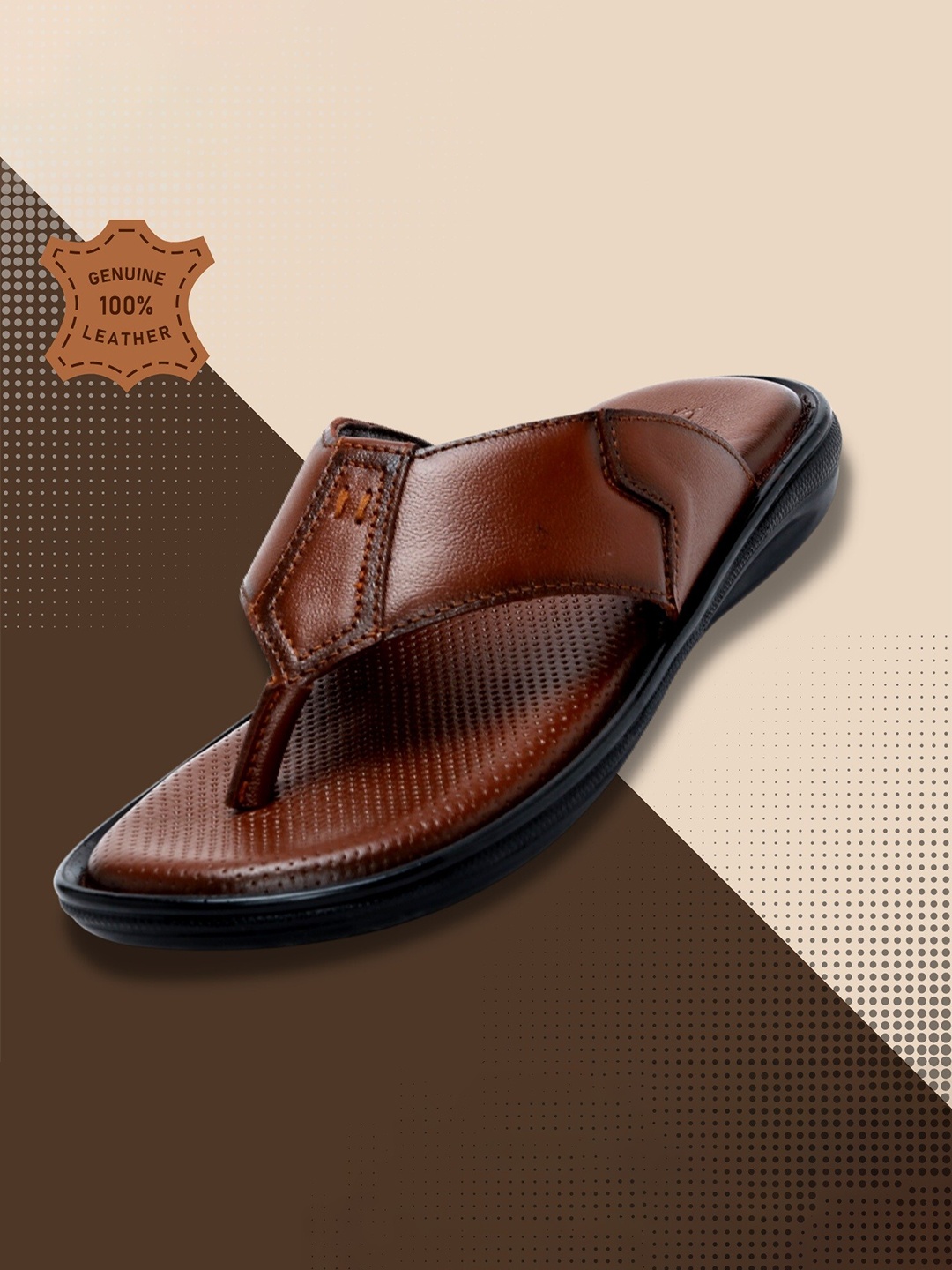 

Zoom Shoes Men Textured Leather Comfort Sandals, Tan